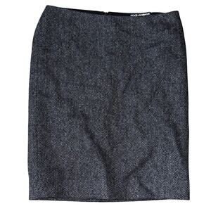 DOLCE & GABBANA classic gray black herringbone 100% wool straight pencil skirt